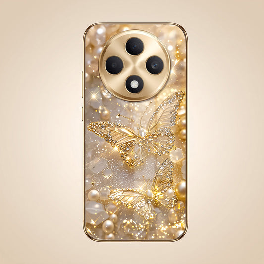 Oppo F27 5G Golden Butterfly Gold Electroplated Glass Phone Back Case