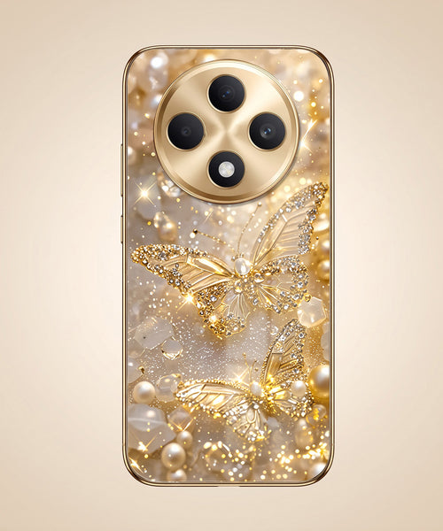 Oppo F27 Pro+ 5G Golden Butterfly Gold Electroplated Glass Phone Back Case