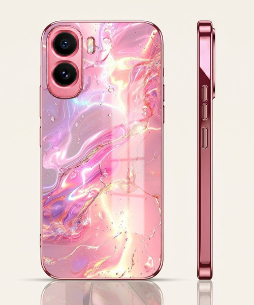 Vivo T5 Pro 5G Pearl Aurora Pink Electroplated Glass Phone Back Case