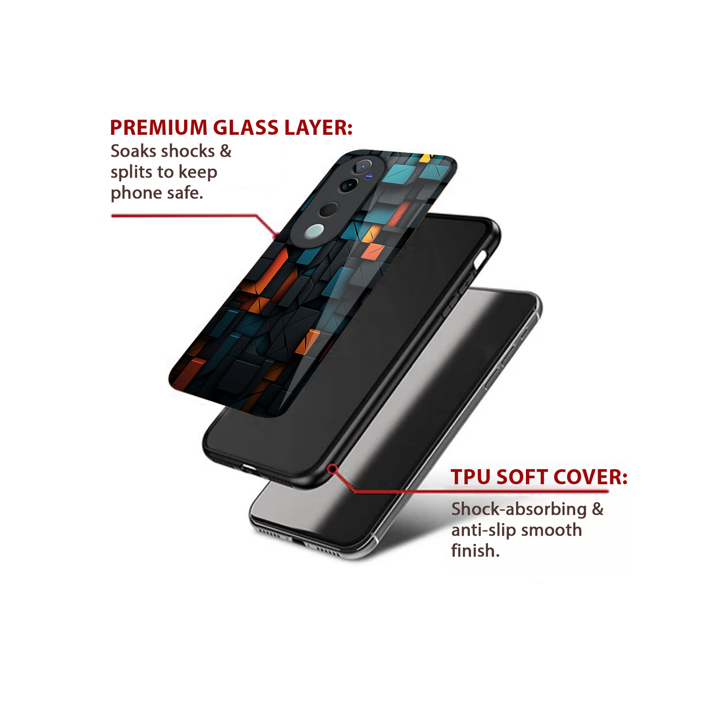 Vivo V40 Pro Luxury UV Printed Anti-Scratch Glass Back Phone Case (Square)