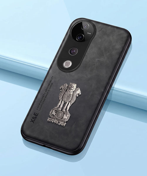Vivo V40 Pro 5G Metal Emblem Satyamev Jayate Comfortable Sheepskin Phone Case