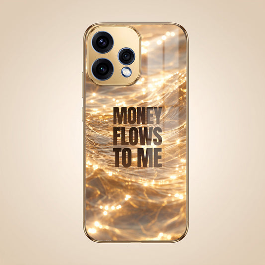 Oppo Reno 15 5G Money Flows To Me Gold Electroplated Glass Phone Back Case
