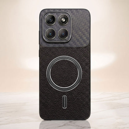 Motorola Edge 70 Fusion 5G Carbon Fiber Leather Hybrid MagSafe Magnetic Case