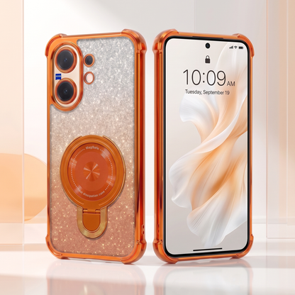 Vivo V60 5G Invincible Bracket Ring Stand Shimmer Airbag Cosmic Orange Case