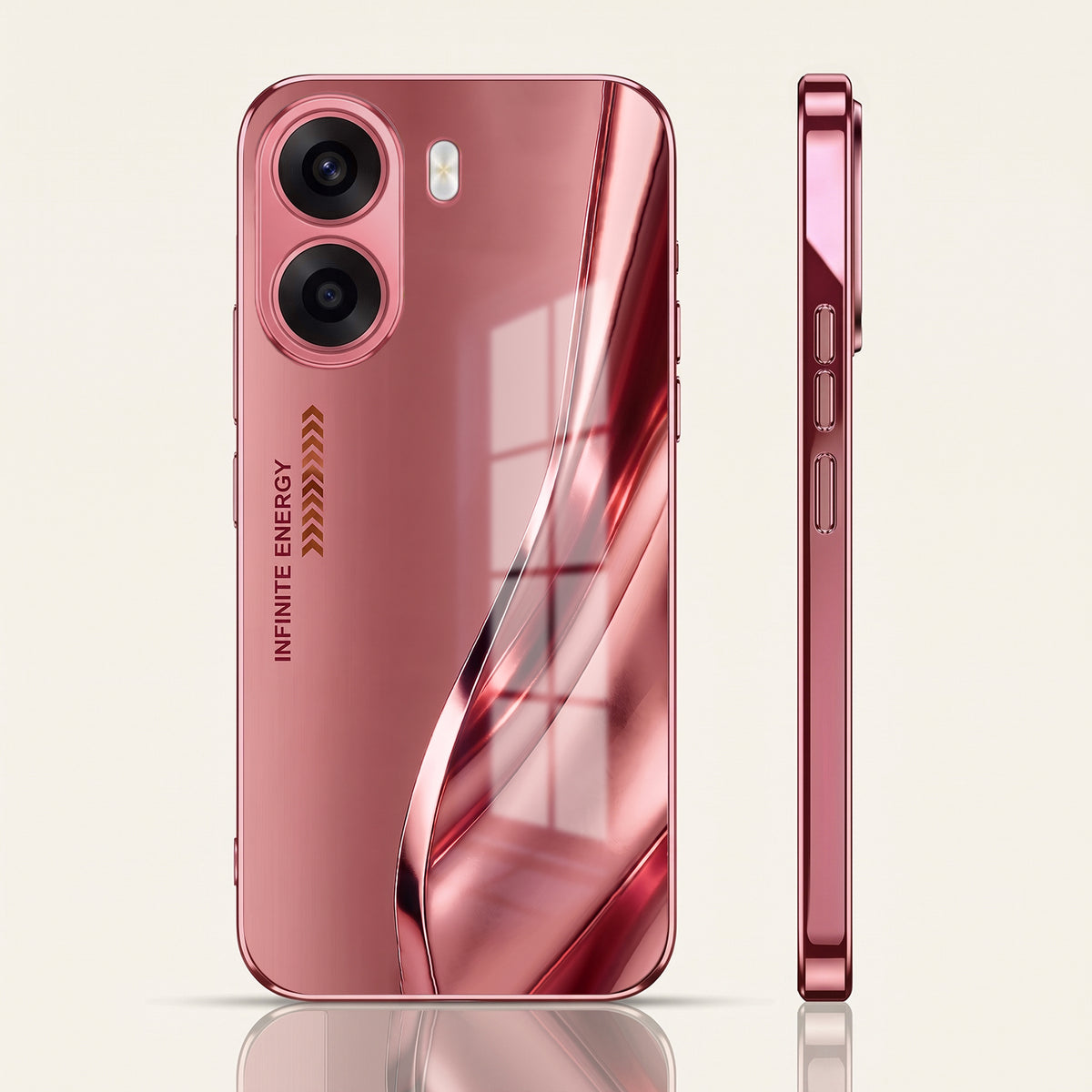 Oppo K14x 5G  Luxury Infinity Energy Pink Electroplated Glass Phone Back Case