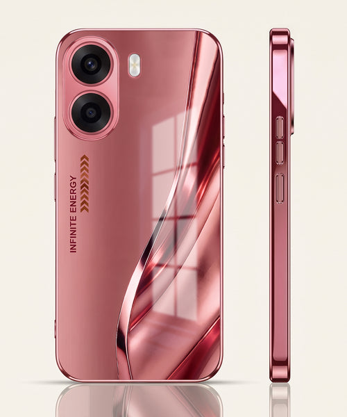 Oppo K14x 5G  Luxury Infinity Energy Pink Electroplated Glass Phone Back Case