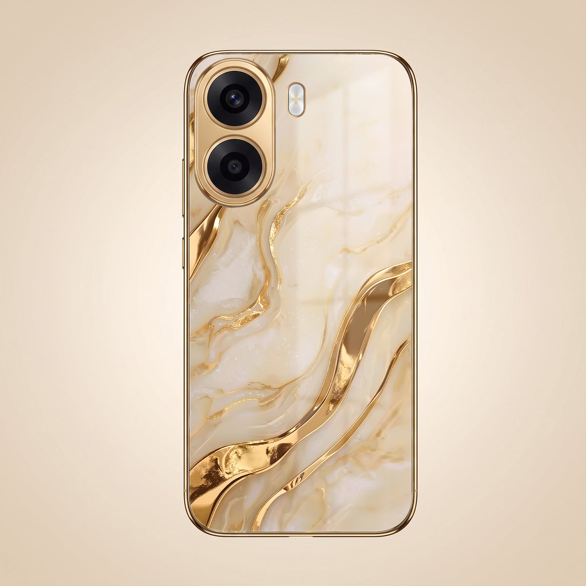 Oppo K14x 5G Marvel Texture Gold Electroplated Glass Phone Back Case
