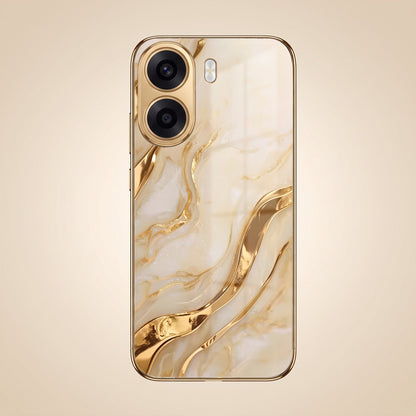 Oppo K14x 5G Marvel Texture Gold Electroplated Glass Phone Back Case