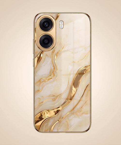 Oppo K14x 5G Marvel Texture Gold Electroplated Glass Phone Back Case