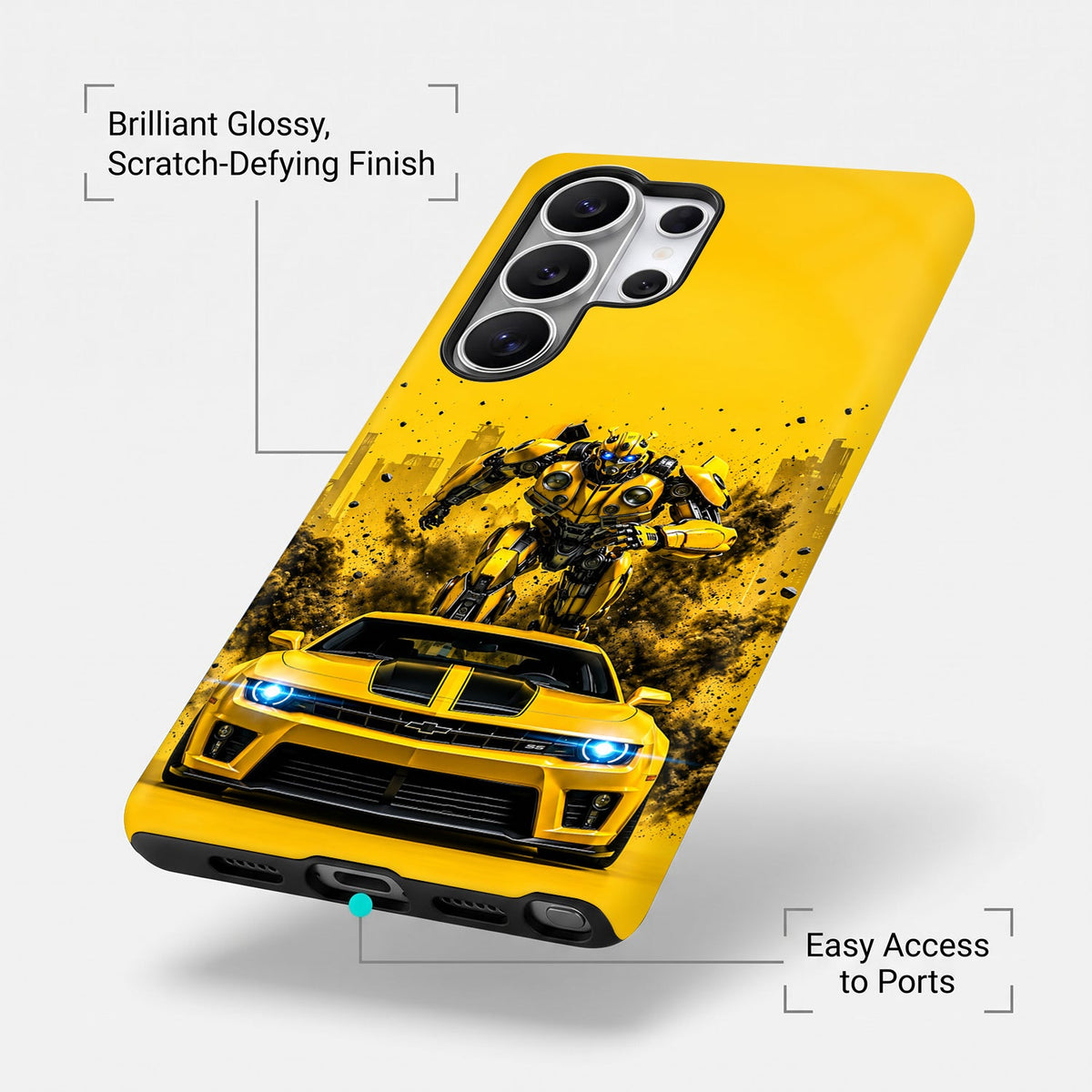 Samsung Galaxy S24 Ultra 5G Yellow Transformers Car Protective Case