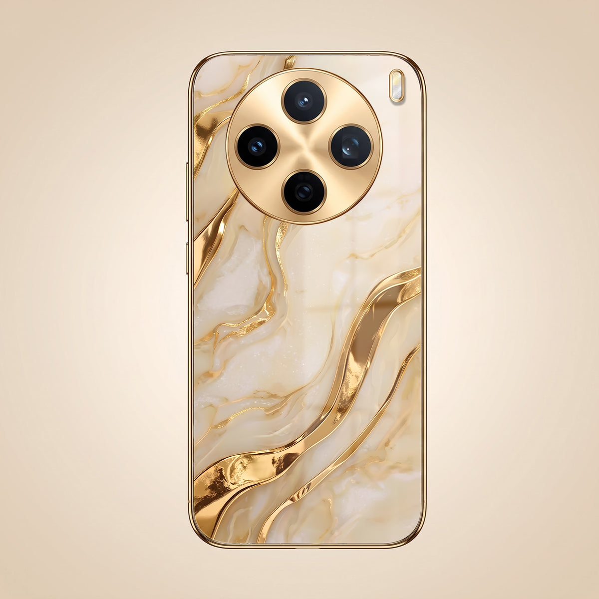 Vivo X200T 5G Marvel Texture Gold Electroplated Glass Phone Back Case