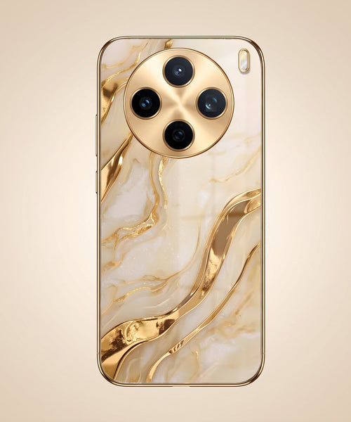 Vivo X200T 5G Marvel Texture Gold Electroplated Glass Phone Back Case