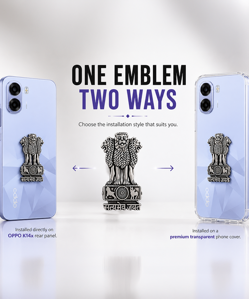 Oppo K14x 5G Compatible Satyamev Jayate 3D Metal Emblem Sticker