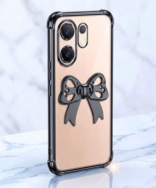 Vivo V60 5G Stylish Bow Knot Stand Transparent Shockproof Airbag Phone Case