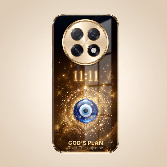 Oppo F31 Pro+ 5G God’s Plan Evil Eye Gold Electroplated Glass Phone Back Case