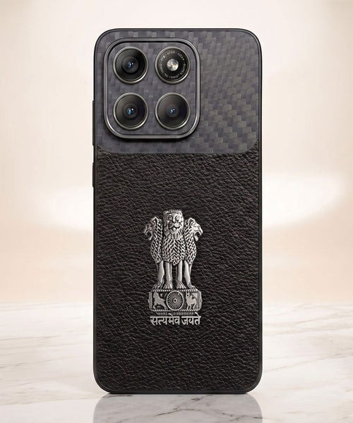 Motorola Edge 60 Pro 5G Satyamev Jayate Carbon Fiber Leather Hybrid Phone Case