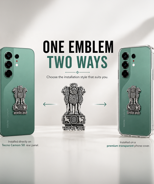 Tecno Camon 50 5G Compatible Satyamev Jayate 3D Metal Emblem Sticker