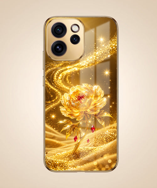 Oppo Reno 15 Pro Mini 5G Golden Rose Elegance Gold Electroplated Glass Phone Back Case