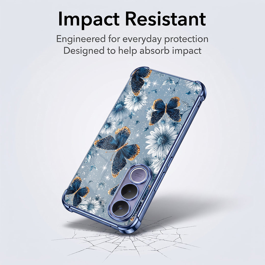 Vivo V70 FE 5G Blue Butterfly Floral Airbags Printed Back Case