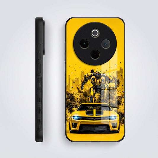 Vivo T4 5G Yellow Transformers Car Acrylic Glass Back Case