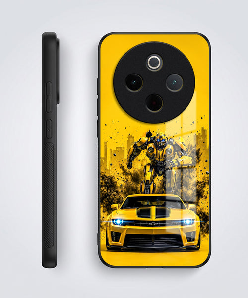 Vivo T4 5G Yellow Transformers Car Acrylic Glass Back Case
