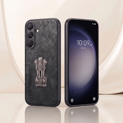 Samsung Galaxy A35 5G Metal Emblem Satyamev Jayate Comfortable Sheepskin Phone Case