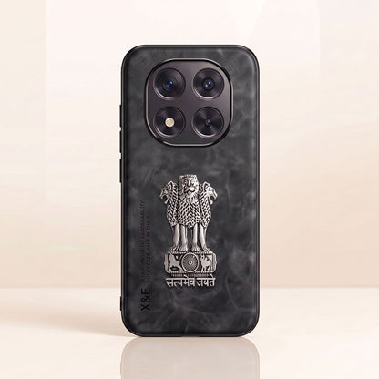Redmi Note 14 Pro+ 5G Metal Emblem Satyamev Jayate Comfortable Sheepskin Phone Case