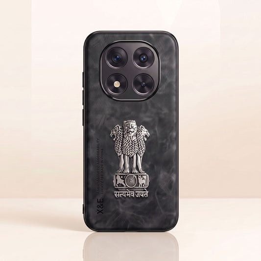 Redmi Note 14 Pro+ 5G Metal Emblem Satyamev Jayate Comfortable Sheepskin Phone Case