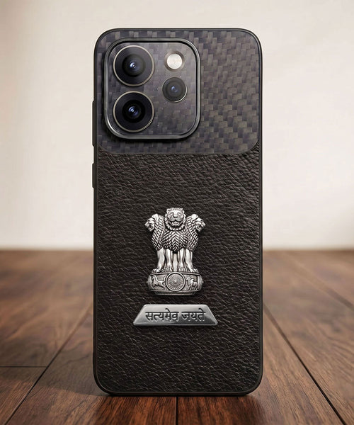 Oppo Reno 15 Pro Mini 5G Satyamev Jayate 2-in-1 Emblem Carbon Fiber Leather Phone Case