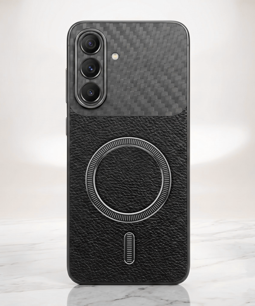 Samsung Galaxy A57 5G Carbon Fiber Leather Hybrid MagSafe Magnetic Case