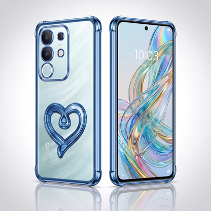 Vivo T4x 5G Premium Heart Transparent Shockproof Airbag Phone Case