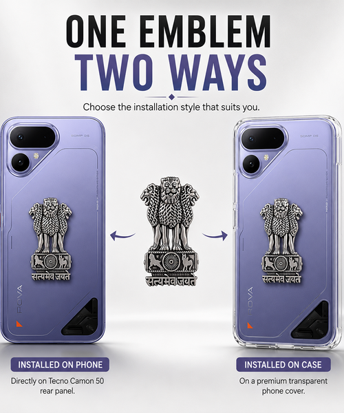 Tecno Pova Curve 2 5G Compatible Satyamev Jayate 3D Metal Emblem Sticker