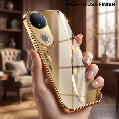 Vivo V50 5G Luxury Infinity Energy Gold Electroplated Glass Phone Case