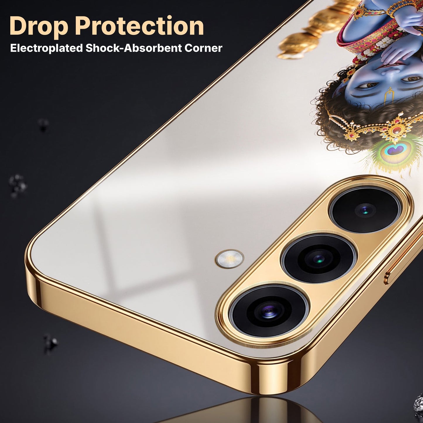 Samsung Galaxy A56 5G Bal Krishna Blessings Gold Electroplated Glass Phone Back Case