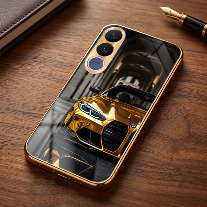 Vivo V70 FE 5G Golden BMW Gold Electroplated Glass Phone Back Case