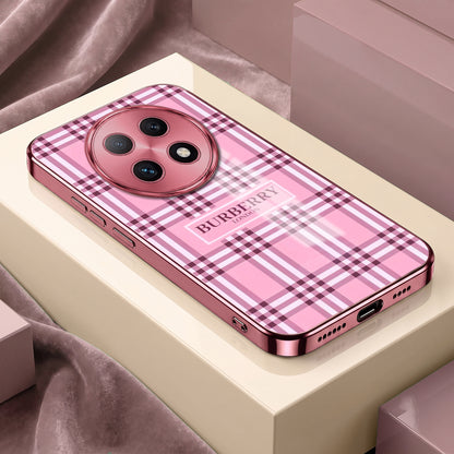 Oppo F29 Pro 5G Burberry Classic Pink Electroplated Glass Phone Back Case