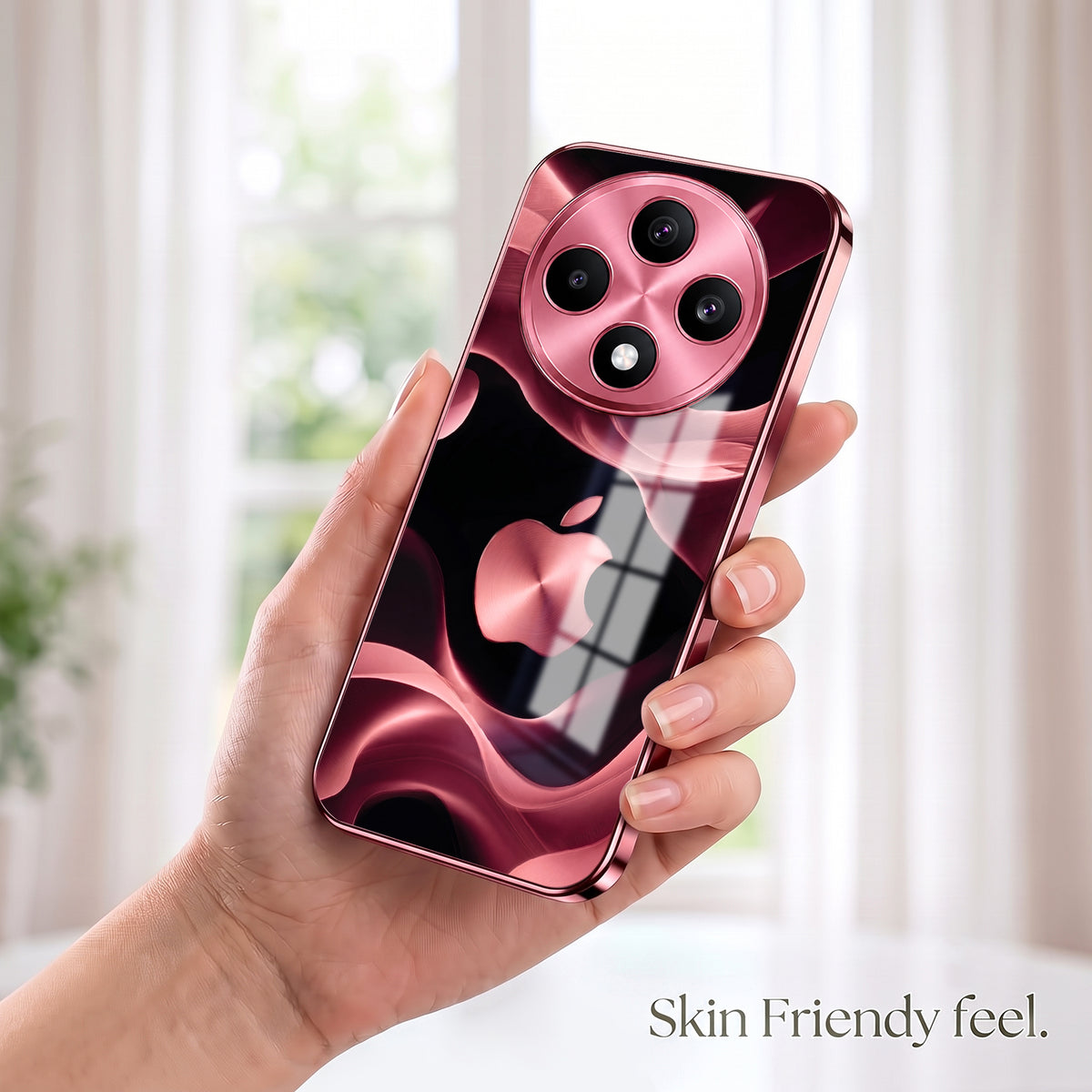 Oppo F27 Pro+ 5G Luxury Wave Pink Electroplated Glass Phone Back Case