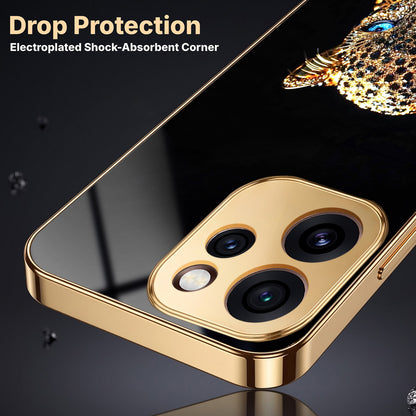 Oppo Reno 15 Pro Mini 5G Panther Gold Electroplated Glass Phone Back Case