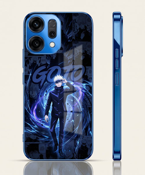 Oppo Reno 14 5G Jujutsu Kaisen Blue Electroplated Glass Phone Back Case