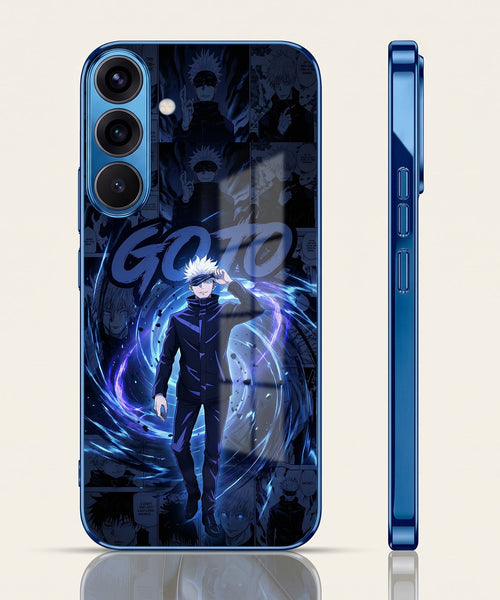 Samsung Galaxy A36 5G Jujutsu Kaisen Blue Electroplated Glass Phone Back Case