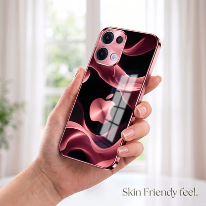 Oppo Reno 13 5G Luxury Wave Pink Electroplated Glass Phone Back Case