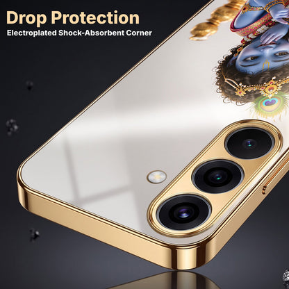 Samsung Galaxy A36 5G Bal Krishna Blessings Gold Electroplated Glass Phone Back Case