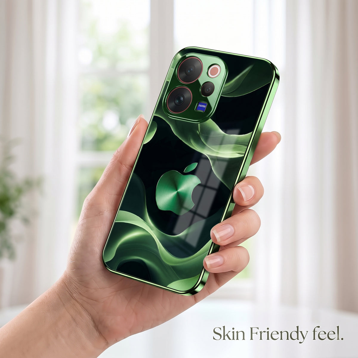 Vivo V70 5G Wave Apple Green Electroplated Glass Back Case