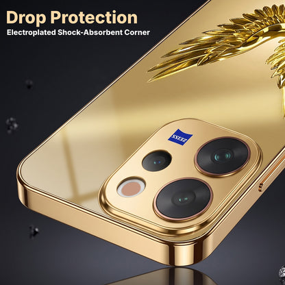 Vivo V70 5G Golden Eagle Gold Electroplated Glass Phone Back Case
