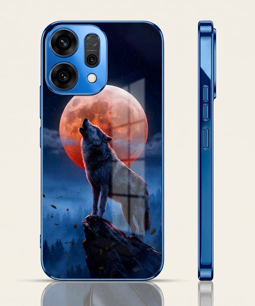 Oppo Reno 14 5G Lunar Wolf Blue Electroplated Glass Phone Back Case