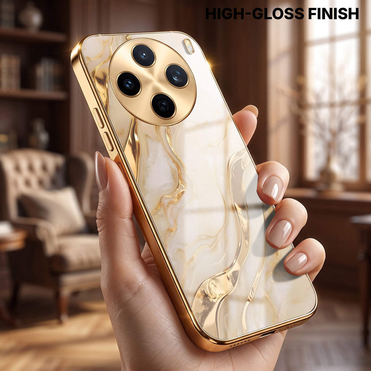Vivo X200T 5G Marvel Texture Gold Electroplated Glass Phone Back Case