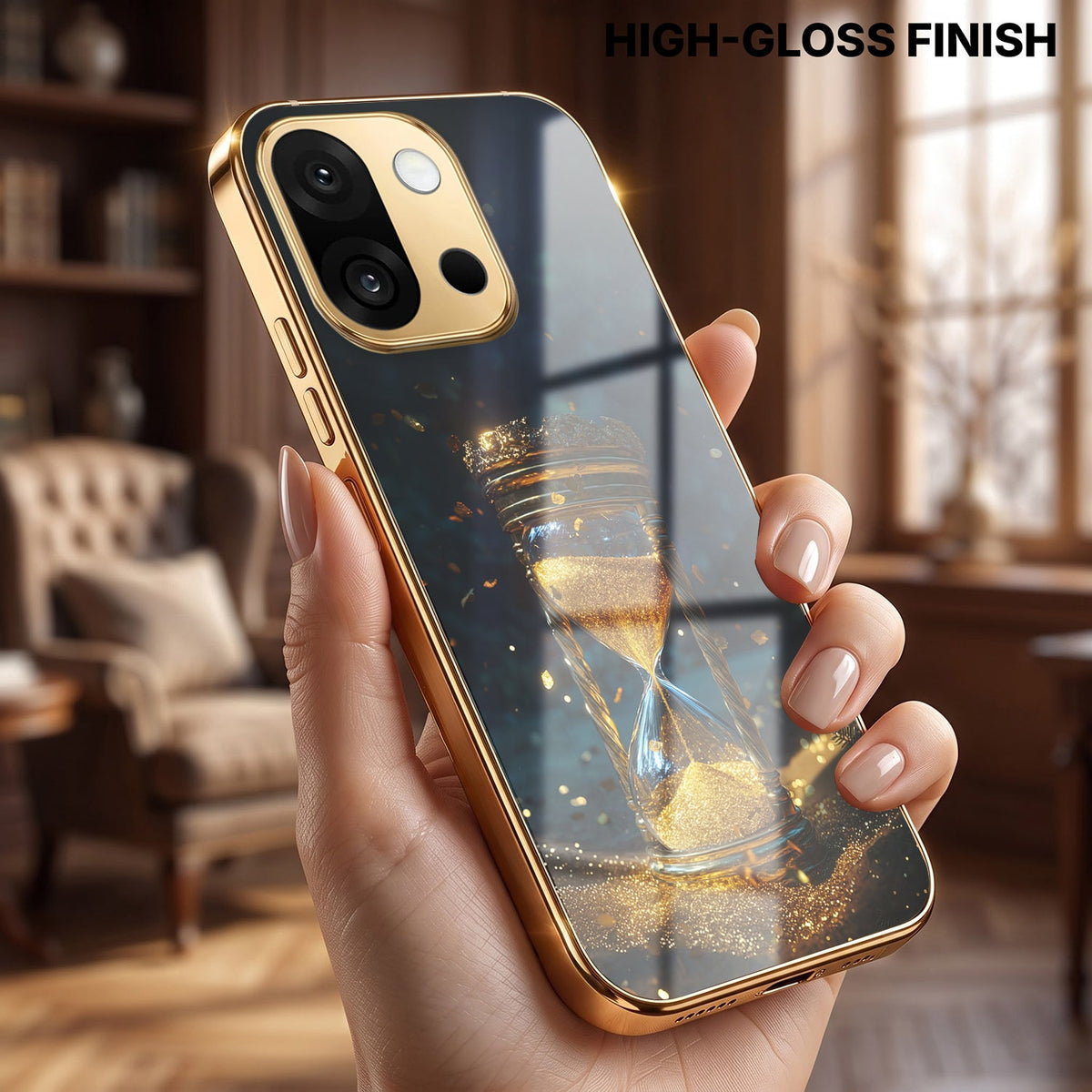 OnePlus 13s 5G Golden Hourglass Gold Electroplated Glass Phone Back Case