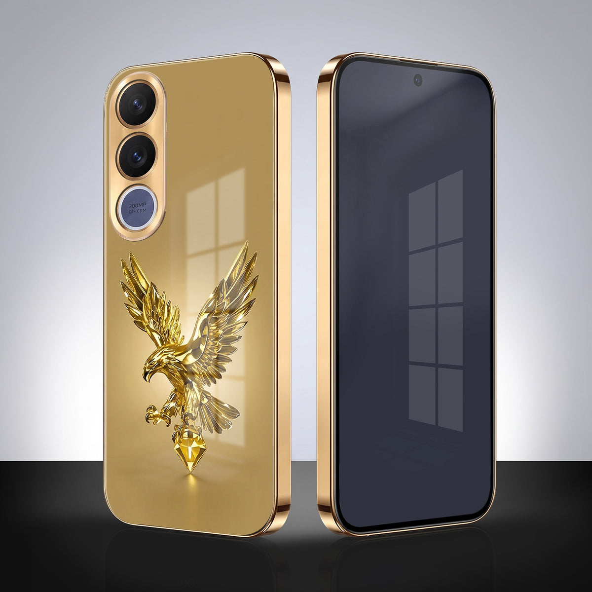 Vivo V70 FE 5G Golden Eagle Gold Electroplated Glass Phone Back Case