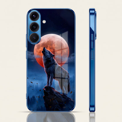 Samsung Galaxy A56 5G Lunar Wolf Blue Electroplated Glass Phone Back Case