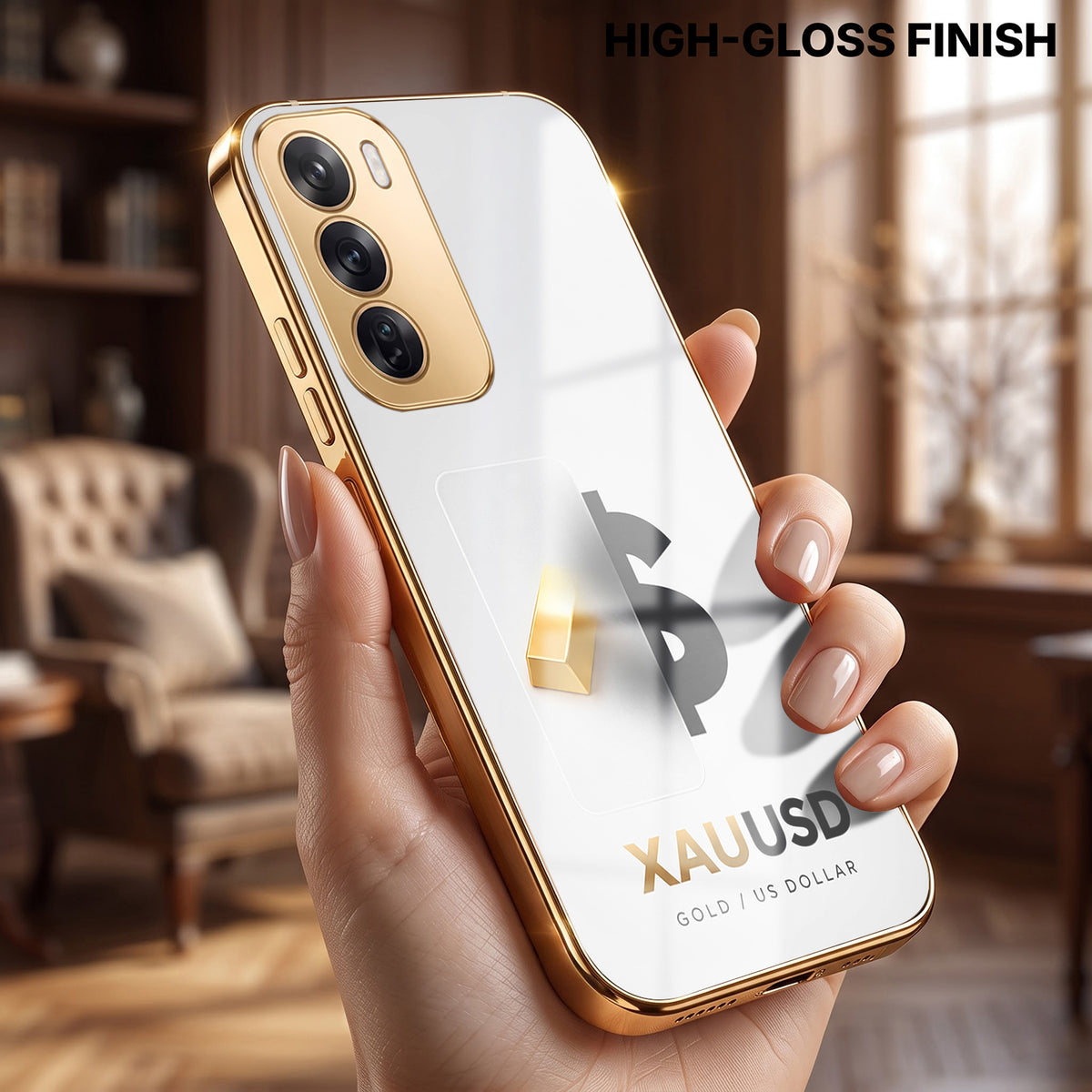 Oppo Reno 12 Pro 5G Luxury XAU/USD Gold Electroplated Glass Phone Back Case